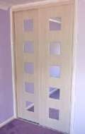 5 mirror squares in pearwood doors