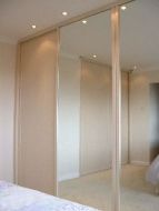 Plain mirror and panel pearwood doors